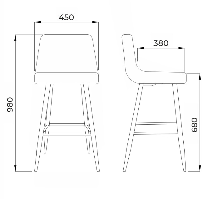 Стул барный MIA, пыльная роза фото-8