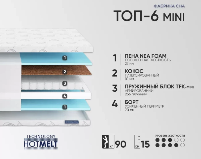 Матрас Фабрика сна Топ-6 MINI, 70*160 фото-2