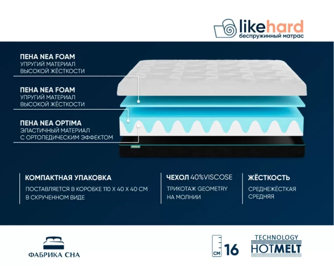 Матрас Фабрика сна Like hard, 80*190 - фото2