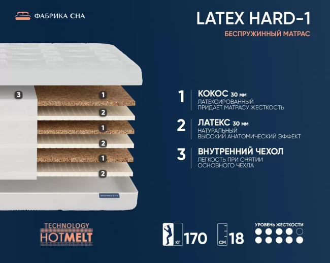 Матрас Фабрика сна Латекс HARD 1, 80*190 - фото2