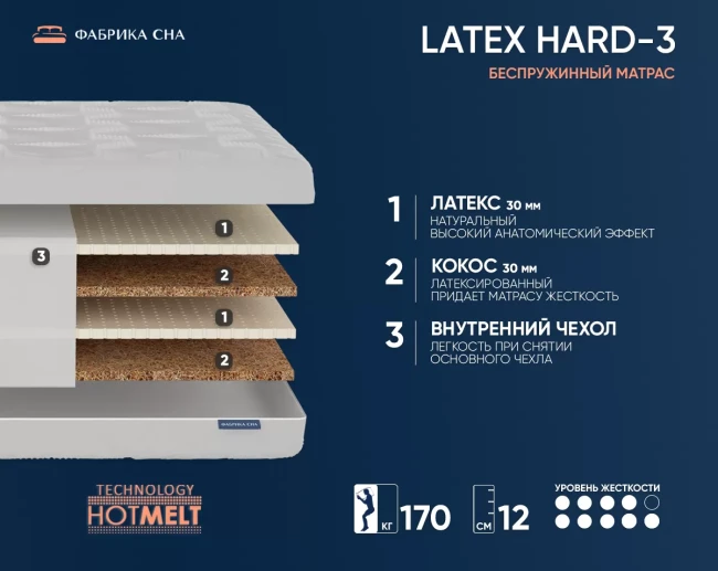 Матрас Фабрика сна Латекс HARD 3, 80*190 - фото2