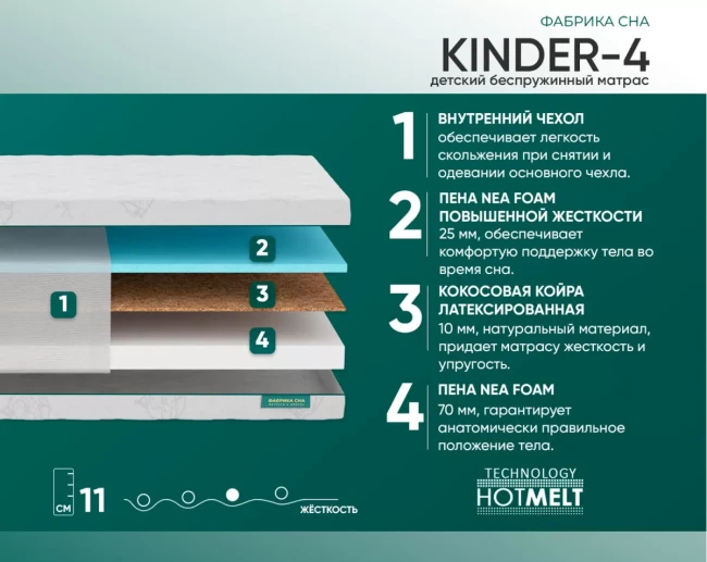 Матрас Фабрика сна Киндер-4, 70*140
- фото2 Матрас Фабрика сна Киндер-4, 70*140
- фото2