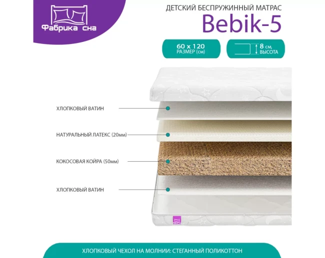 Детский Матрас Фабрика сна Bebik-5 60х120 фото-3